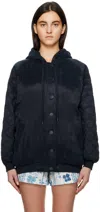 See By Chloé Hooded Shell Bomber Jacket In 4c3 Ink Navy