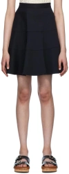 See By Chloé Navy Tiered Miniskirt In 4d2 Anthracite Blue