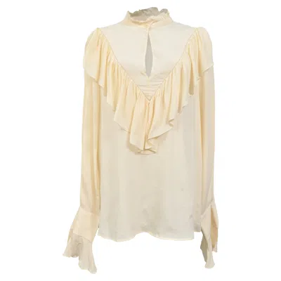 See By Chloé Neo-victorian Ruffled Blouse In Cream Silk In White