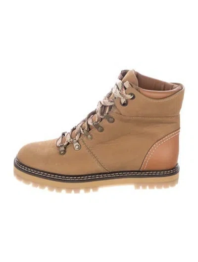 Pre-owned See By Chloé Nubuck Hiking Boots In Neutral