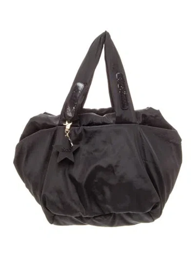 Pre-owned See By Chloé Nylon Top Handle Bag In Black
