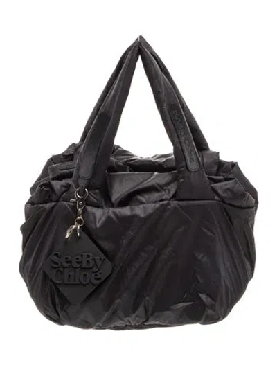Pre-owned See By Chloé Nylon Weekender Bag In Black