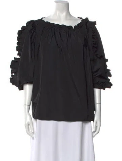 Pre-owned See By Chloé Off-the-shoulder Three-quarter Sleeve Blouse In Black