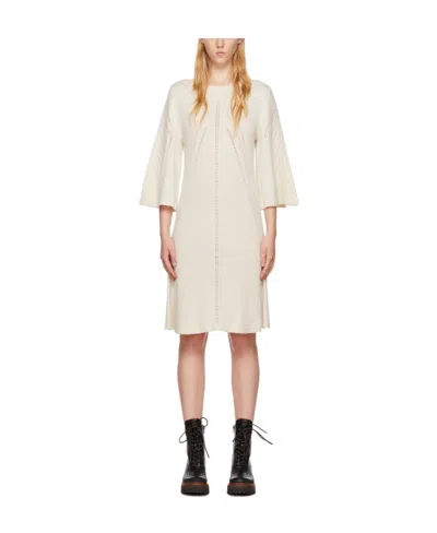 SEE BY CHLOÉ OPEN-STITCH RIBBED MIDI DRESS