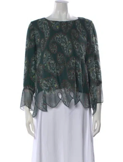 Pre-owned See By Chloé Paisley Print Crew Neck Top In Green