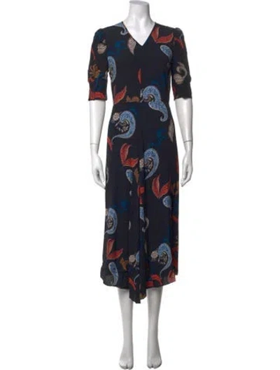 Pre-owned See By Chloé Paisley Print Midi Length Dress In Black