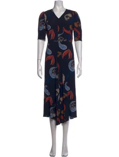 Pre-owned See By Chloé Paisley Print Midi Length Dress In Blue