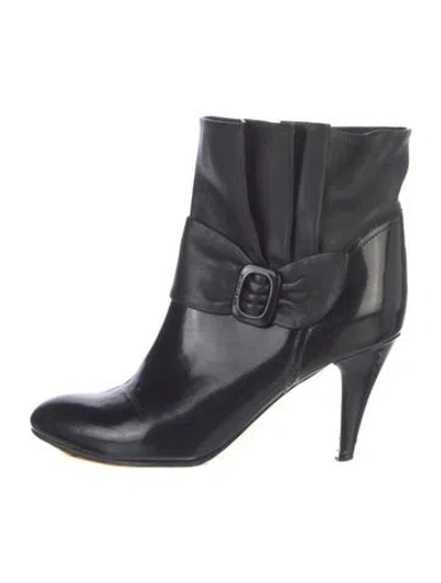 Pre-owned See By Chloé Patent Leather Animal Print Chelsea Boots In Black