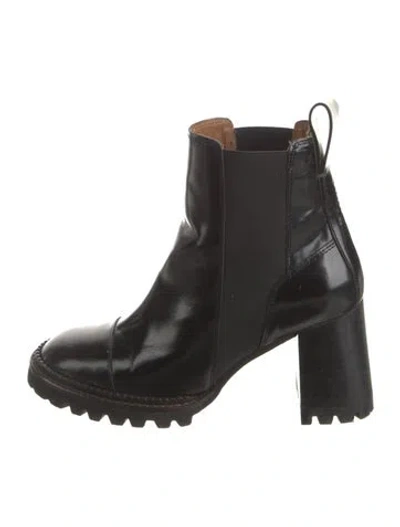 Pre-owned See By Chloé Patent Leather Chelsea Boots In Black
