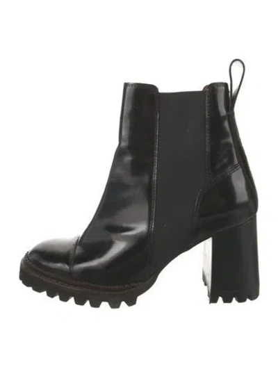 Pre-owned See By Chloé Patent Leather Chelsea Boots In Black
