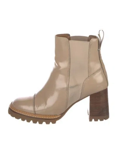 Pre-owned See By Chloé Patent Leather Chelsea Boots In Neutral