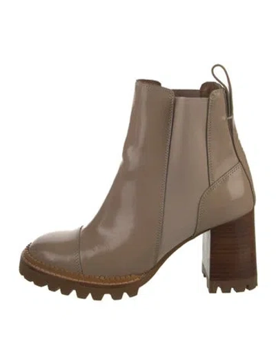 Pre-owned See By Chloé Patent Leather Chelsea Boots In Neutral