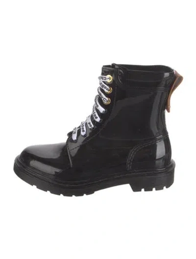 Pre-owned See By Chloé Patent Leather Combat Boots In Black