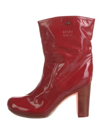 Pre-owned See By Chloé Patent Leather Rain Boots In Red