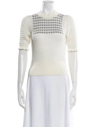 Pre-owned See By Chloé Patterned Crew Neck Sweater In White