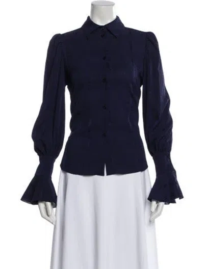 Pre-owned See By Chloé Patterned Long Sleeve Blouse In Blue