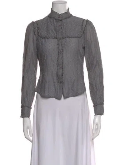 Pre-owned See By Chloé Patterned Long Sleeve Blouse In Gray