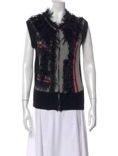 Pre-owned See By Chloé Patterned Open Front Sweater In Black