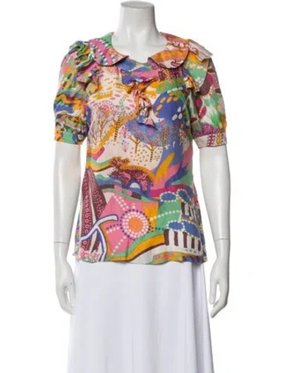 Pre-owned See By Chloé Patterned Short Sleeve Blouse In Pink