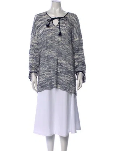 Pre-owned See By Chloé Patterned Tie Neck Sweater In Blue