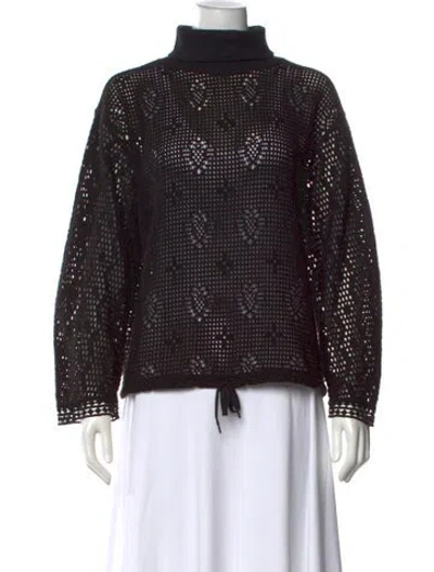 Pre-owned See By Chloé Patterned Turtleneck Top In Black