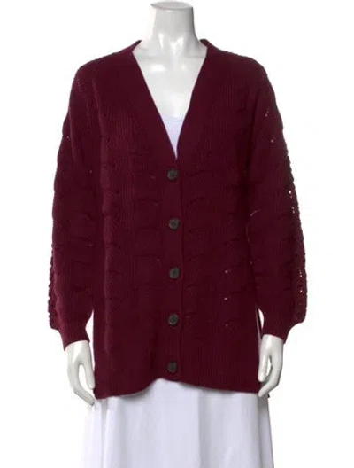 Pre-owned See By Chloé Patterned V-neck Sweater W/ Tags In Burgundy