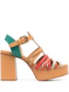 See By Chloé Peep-toe 100mm Leather Sandals In Neutrals