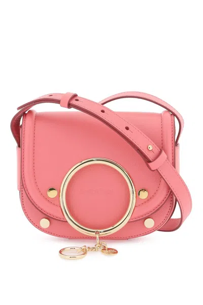 See By Chloé Pink Grain Leather Crossbody Handbag With Large Ring And Logo Charm For Women In Gold