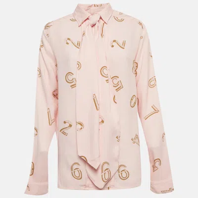 See By Chloé Pink Printed Crepe Neck-tie Blouse M