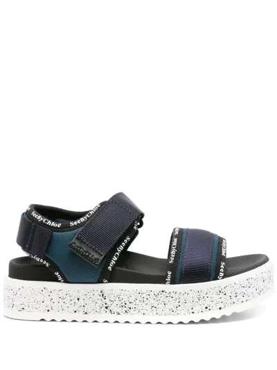 See By Chloé Pipper 45mm Flatform Sandals In Blue