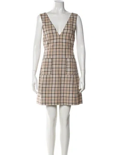 Pre-owned See By Chloé Plaid Print Mini Dress In Neutral