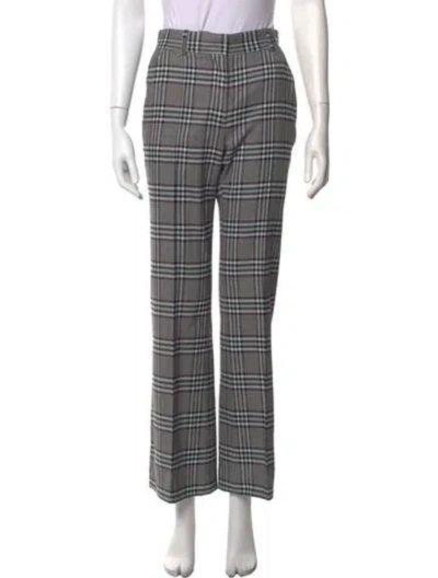 Pre-owned See By Chloé Plaid Print Straight Leg Pants In Blue/grey