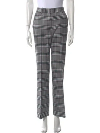 Pre-owned See By Chloé Plaid Print Straight Leg Pants In Gray