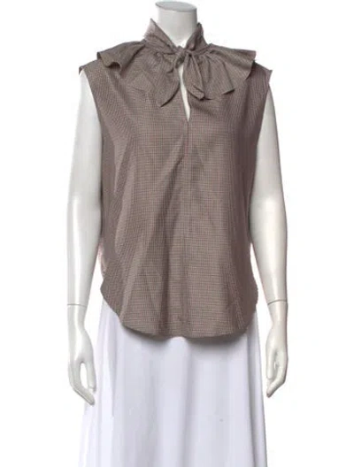 Pre-owned See By Chloé Plaid Print Tie Neck Blouse In Multicolor
