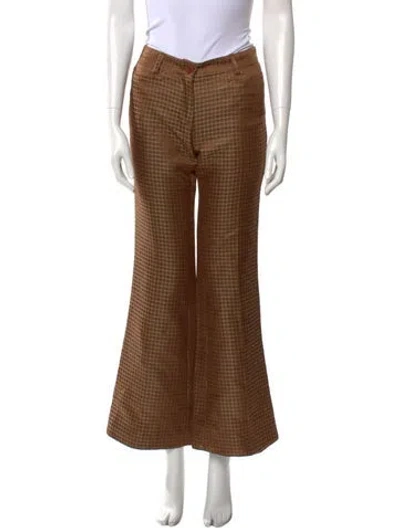 Pre-owned See By Chloé Plaid Print Wide Leg Pants In Brown
