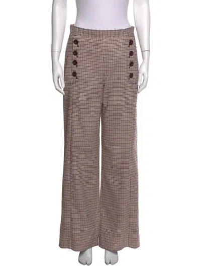 Pre-owned See By Chloé Plaid Print Wide Leg Pants In Neutral