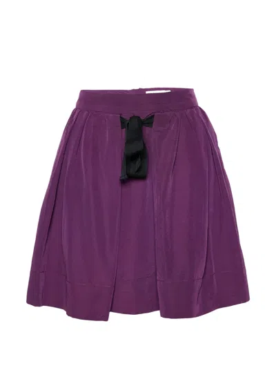Pre-owned See By Chloé Pleated Tie-detail Mini Skirt In Purple