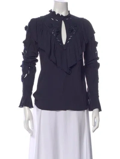 Pre-owned See By Chloé Plunge Neckline Long Sleeve Blouse In Blue