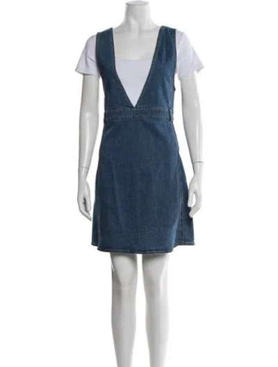 Pre-owned See By Chloé Plunge Neckline Mini Dress In Blue