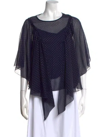 Pre-owned See By Chloé Polka Dot Print Crew Neck Top In Blue