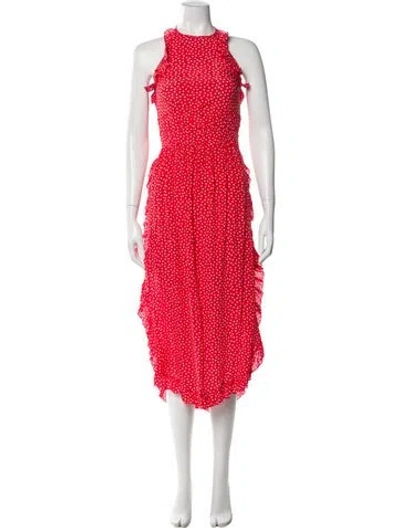 Pre-owned See By Chloé Polka Dot Print Long Dress In Red