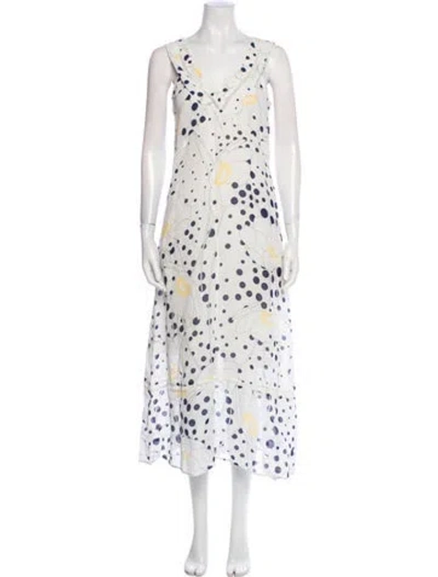 Pre-owned See By Chloé Polka Dot Print Long Dress In White