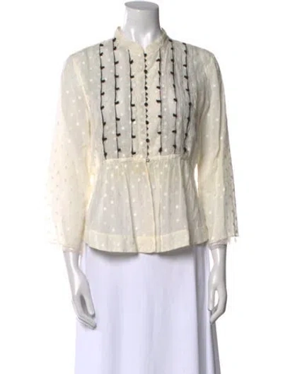 Pre-owned See By Chloé Polka Dot Print Three-quarter Sleeve Blouse In Neutral