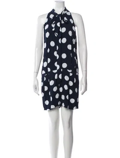 Pre-owned See By Chloé Polka Dot Print Tie Neck Jumpsuit In Blue