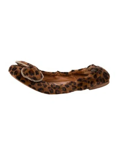 Pre-owned See By Chloé Ponyhair Animal Print Ballet Flats In Brown