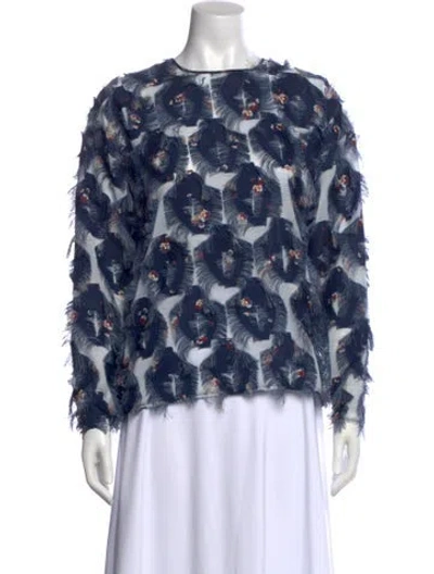 Pre-owned See By Chloé Printed Bateau Neckline Blouse In Blue
