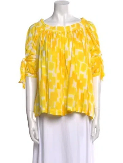 Pre-owned See By Chloé Printed Bateau Neckline Blouse In Yellow