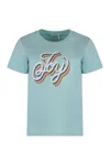 See By Chloé Logo Short Sleeve T-shirt In Light Blue