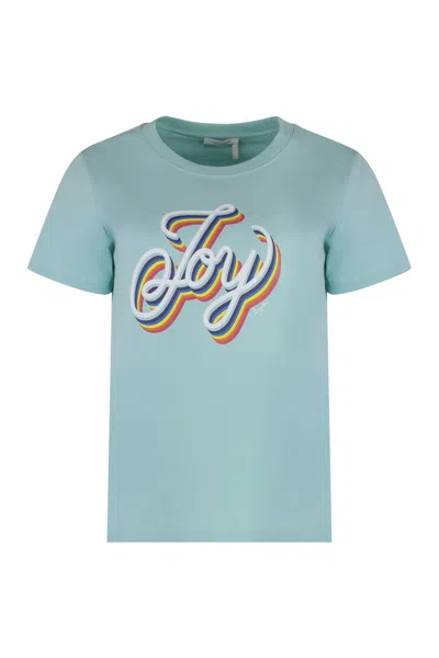SEE BY CHLOÉ PRINTED COTTON T-SHIRT