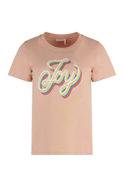 SEE BY CHLOÉ PRINTED COTTON T-SHIRT